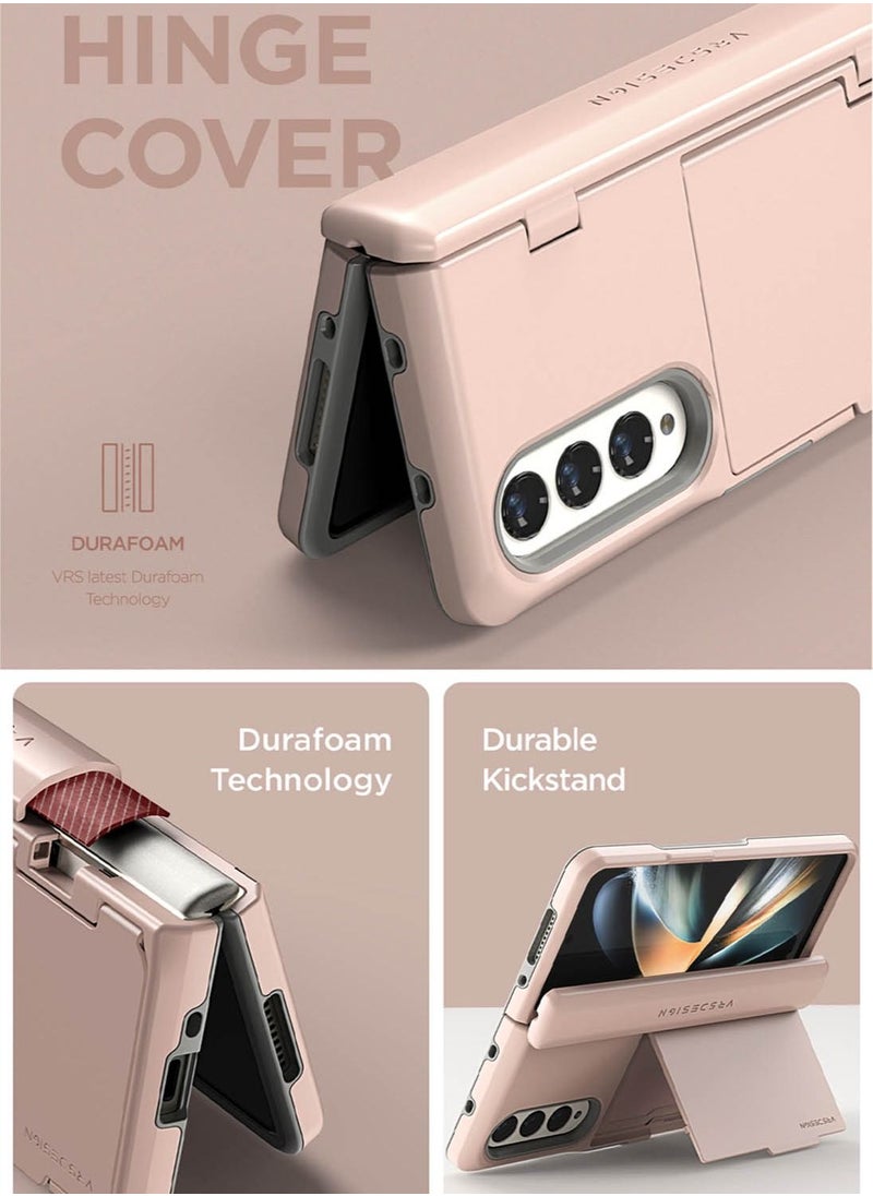 VRS Design - Terra Guard Modern GO [Hinge Protection] for Samsung Galaxy Z Fold 4 Case Cover with [2 Card Holder Compartment] & Front Screen Protector - Pink Sand - Image 1