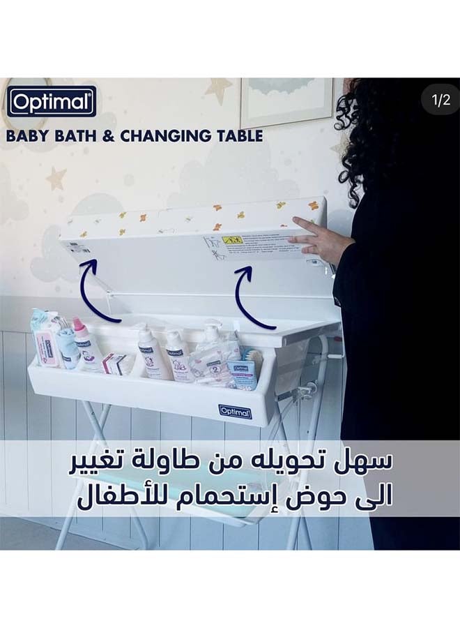 Optimal Convertible Baby Bath & Changing Table - White - Image 1