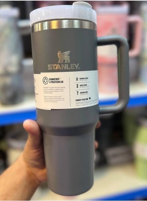 Stanley Quencher H2.0 FlowState Stainless Steel Vacuum Insulated Tumbler with Lid and Straw for Water, Iced Tea or Coffee, Smoothie and More, grey 2.0, 40oz