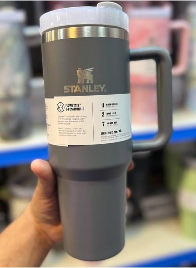 Stanley Quencher H2.0 FlowState Stainless Steel Vacuum Insulated Tumbler with Lid and Straw for Water, Iced Tea or Coffee, Smoothie and More, grey 2.0, 40oz