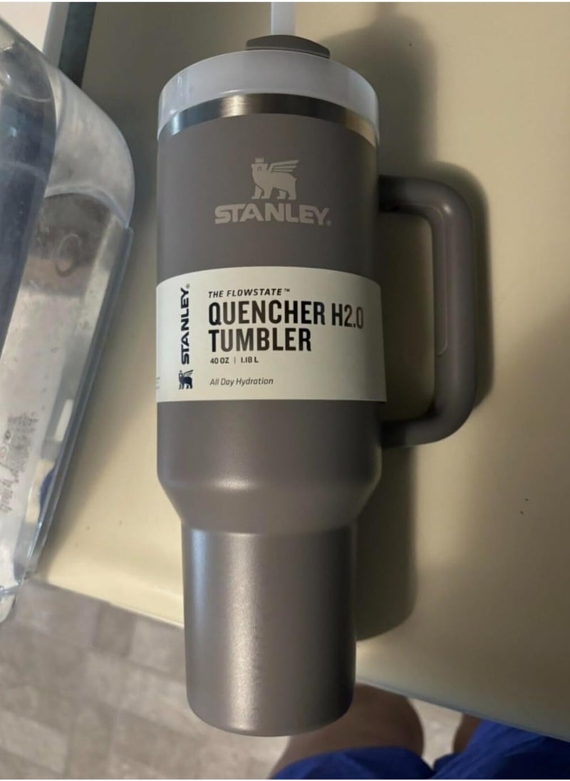 Stanley Quencher H2.0 FlowState Stainless Steel Vacuum Insulated Tumbler with Lid and Straw for Water, Iced Tea or Coffee, Smoothie and More, grey 2.0, 40oz