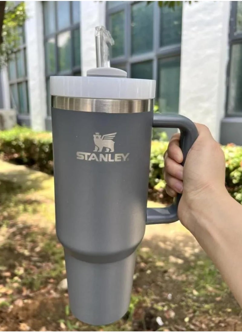 Stanley Quencher H2.0 FlowState Stainless Steel Vacuum Insulated Tumbler with Lid and Straw for Water, Iced Tea or Coffee, Smoothie and More, grey 2.0, 40oz