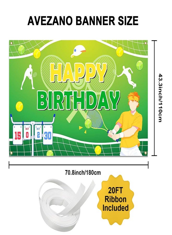 افيزانو لافتة خلفية لحفلة عيد ميلاد سعيد من Avezano Tennis، كرة تنس، زينة حفلات عيد ميلاد سعيد للمراهقين والأطفال، موضوع رياضي، لمحبي التنس، لوازم حفلات عيد ميلاد، 70.8 × 43.3 بوصة - Image 3