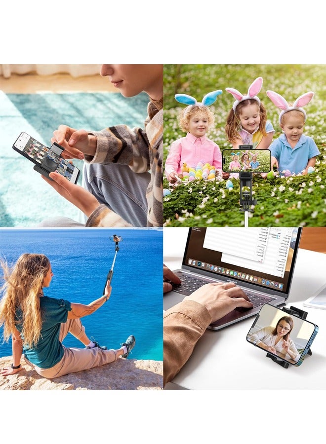 PADOM حامل ثلاثي القوائم للهاتف Padom، حامل سيلفي ثلاثي القوائم مع جهاز تحكم عن بعد وحامل هاتف، حامل ثلاثي القوائم قابل للتمديد لهاتف iPhone، حامل هاتف محمول من الألمنيوم مع دوران 360°، حامل سفر متوافق مع iPhone وAndroid وGoPro - Image 2