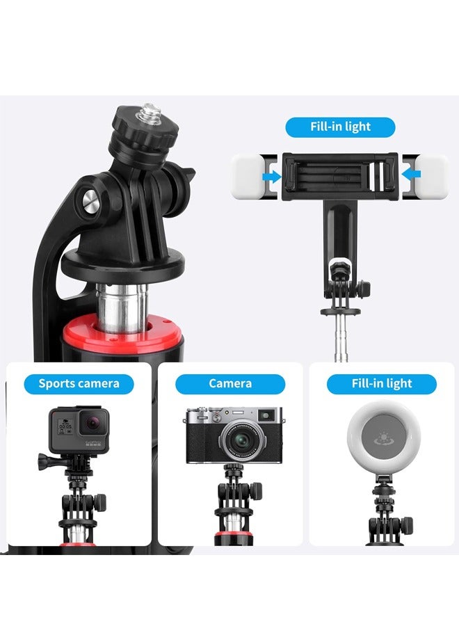 PADOM حامل ثلاثي القوائم للهاتف Padom، حامل سيلفي ثلاثي القوائم مع جهاز تحكم عن بعد وحامل هاتف، حامل ثلاثي القوائم قابل للتمديد لهاتف iPhone، حامل هاتف محمول من الألمنيوم مع دوران 360°، حامل سفر متوافق مع iPhone وAndroid وGoPro - Image 3