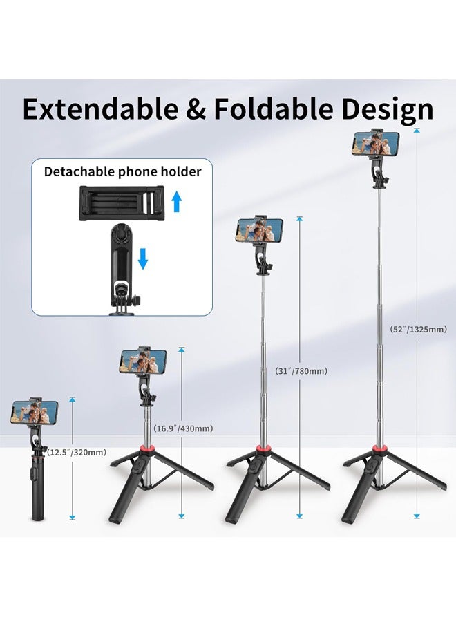 PADOM حامل ثلاثي القوائم للهاتف Padom، حامل سيلفي ثلاثي القوائم مع جهاز تحكم عن بعد وحامل هاتف، حامل ثلاثي القوائم قابل للتمديد لهاتف iPhone، حامل هاتف محمول من الألمنيوم مع دوران 360°، حامل سفر متوافق مع iPhone وAndroid وGoPro - Image 4