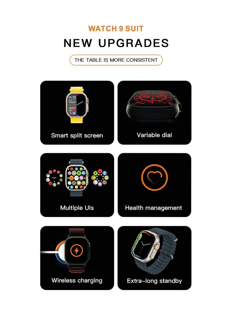 AROAQ - Wireless Charging Bracelet And Earphone Ultra Smart Watch 9 SUIT Waterproof Heart Rate Blood Pressure Monitor Healthy Life Sport Long Standby IOS Android - Image 1