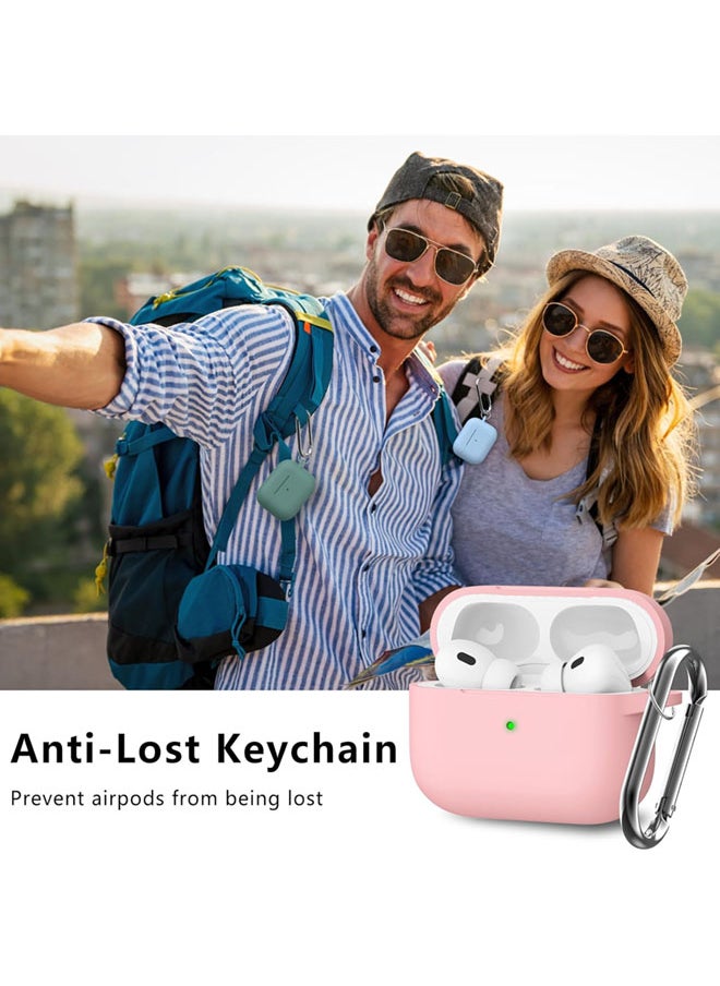 SJet - Soft Silicone Protective Case Cover for AirPods Pro 2/Pro with Cleaner Kit and Keychain(Pink) - Image 1