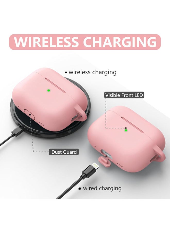 SJet - Soft Silicone Protective Case Cover for AirPods Pro 2/Pro with Cleaner Kit and Keychain(Pink) - Image 1