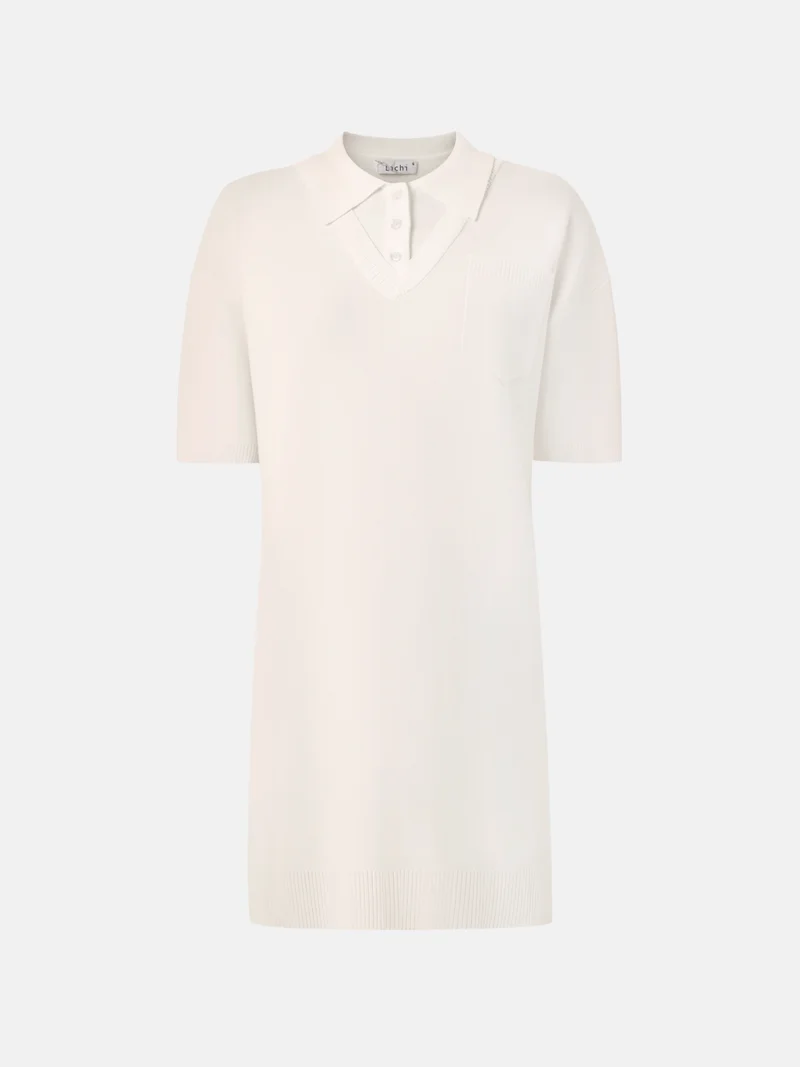ليتشي فستان محبوك قصير مع ياقة بولو