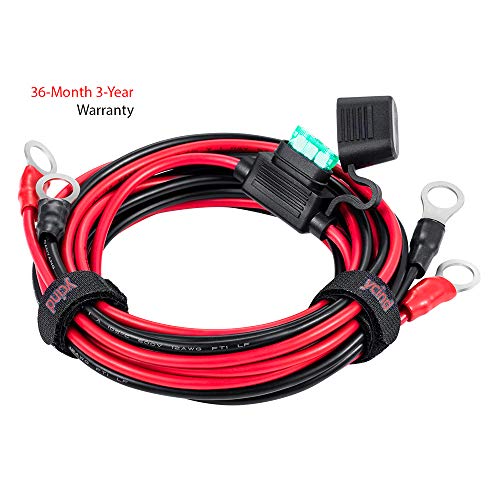 YCIND 3/8" Ring Eyelet Terminal Battery Boost Cable Heavy Duty 30A Fuse 12V/24V 12AWG Cord 6Ft - Image 4