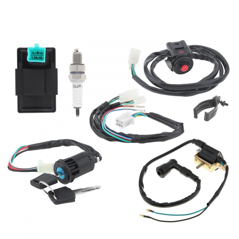 Windance Motorcycle Ignition Wire Harness SetWiring Loom Harness Engine Stop Switch Ignition Coil Cdi Box Spark Plug Rebuild Kit for Kick StartDirt Pit Bike ATV 50CC 70CC 90CC 110cc 160cc