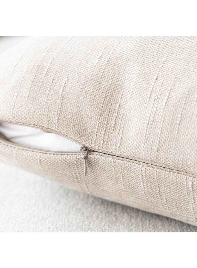Pack of 2 Beige Soft Textured Throw Decorative Pillow Covers 45x45CM Square Accent Solid Cushion Cover Cozy Neutral Farmhouse Pillow Case for Couch Sofa Bedroom Living Room - Image 4