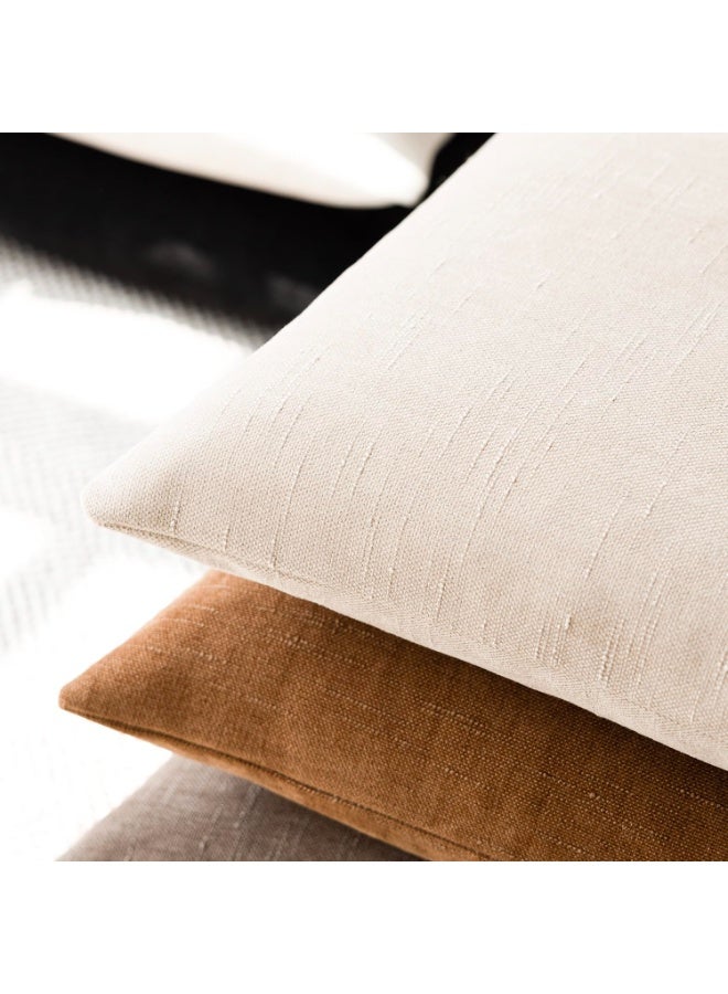 Pack of 2 Beige Soft Textured Throw Decorative Pillow Covers 45x45CM Square Accent Solid Cushion Cover Cozy Neutral Farmhouse Pillow Case for Couch Sofa Bedroom Living Room - Image 5