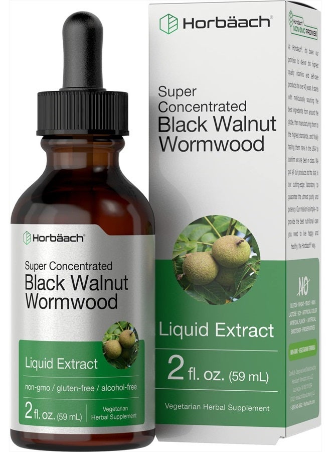 Horbäach Black Walnut Wormwood Liquid Extract | 2 oz | Alcohol Free Tincture | Vegetarian, Non-GMO & Gluten Free | by Horbaach - Image 1