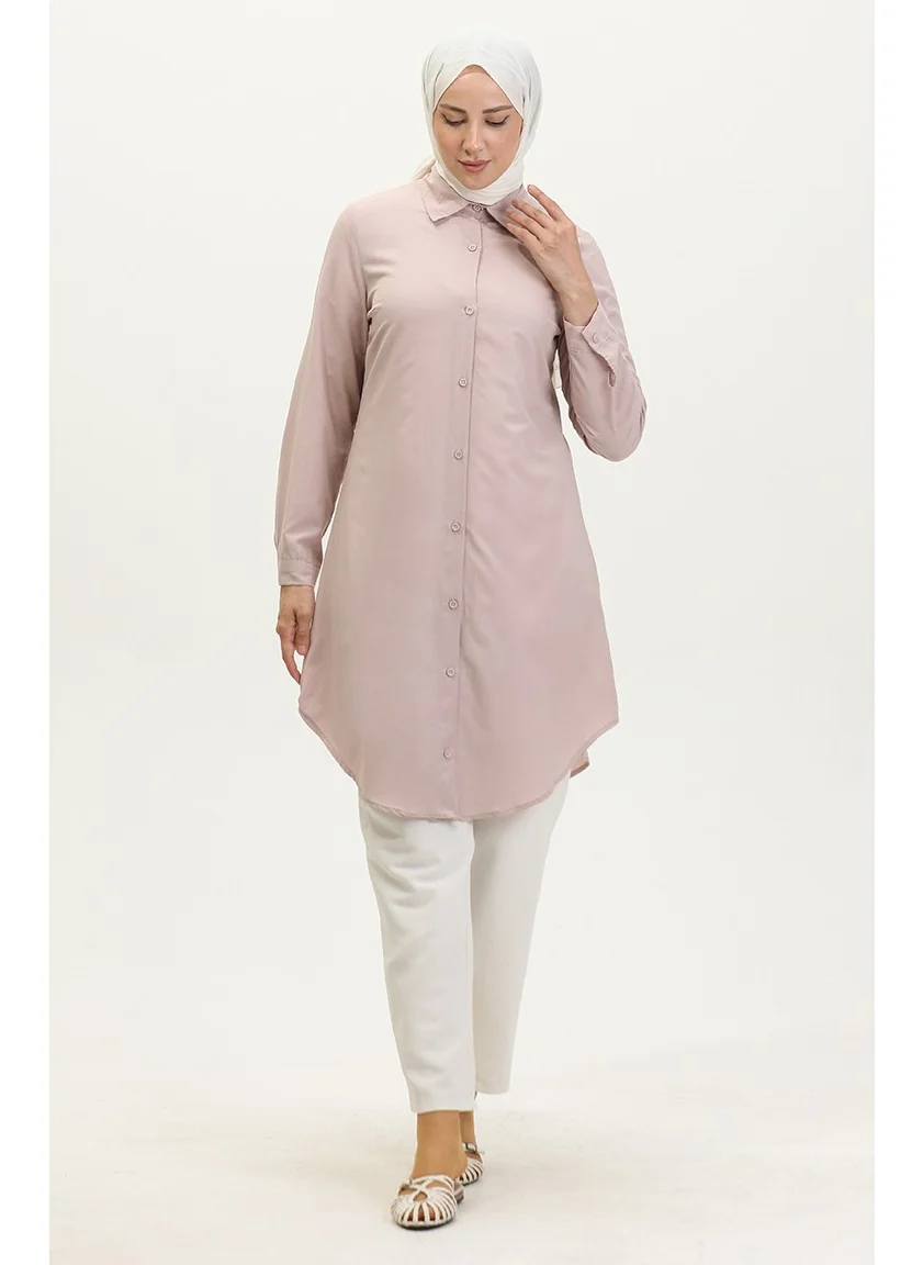 Sefa Merve Buttoned Tunic 6122-04 Powder