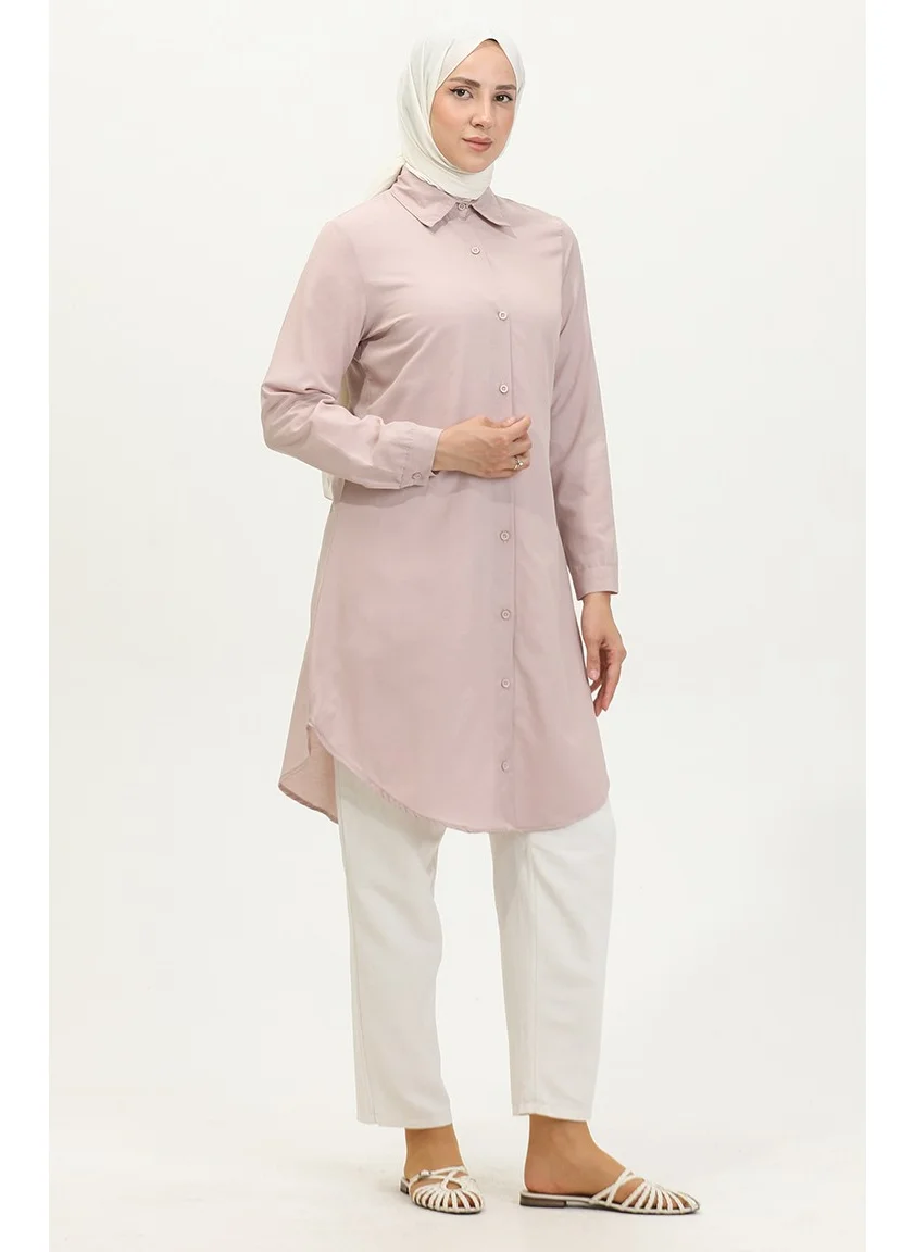 Sefa Merve Buttoned Tunic 6122-04 Powder