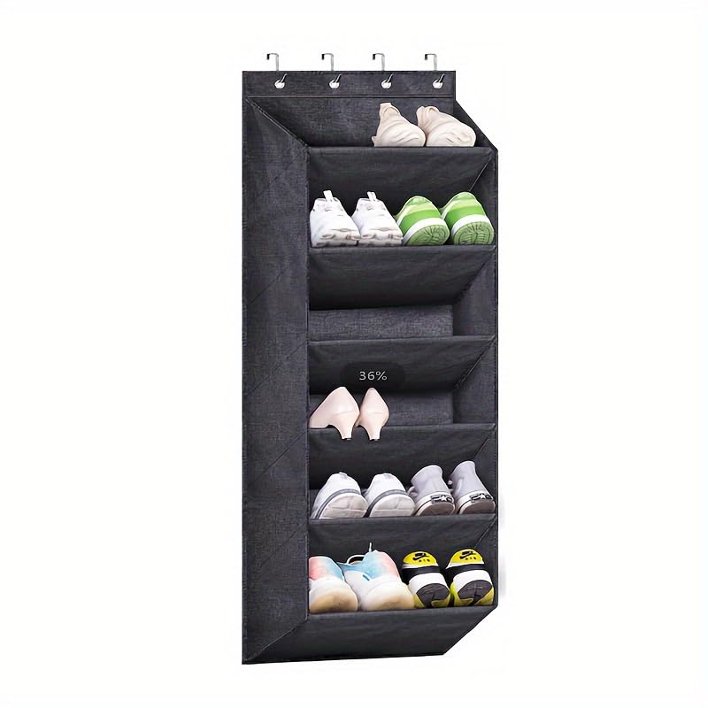 Kitwe Over The Door Shoe Organizer with Large Deep Pockets Multifunction Shoe Holder for Narrow Door Hanging Grey - Image 1