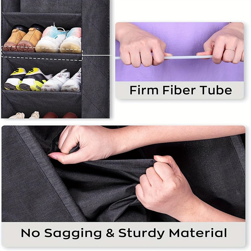 Kitwe Over The Door Shoe Organizer with Large Deep Pockets Multifunction Shoe Holder for Narrow Door Hanging Grey - Image 3