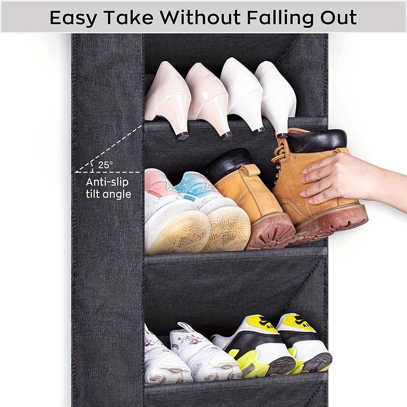 Kitwe Over The Door Shoe Organizer with Large Deep Pockets Multifunction Shoe Holder for Narrow Door Hanging Grey - Image 4