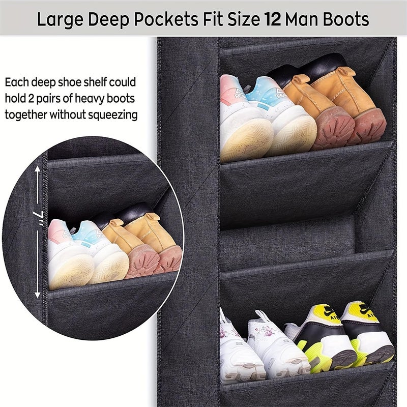 Kitwe Over The Door Shoe Organizer with Large Deep Pockets Multifunction Shoe Holder for Narrow Door Hanging Grey - Image 5