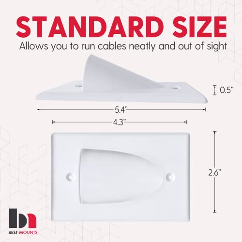 Best Mounts BestMounts - 12 Pack Outer Nose Behind Wall Cable Management TV Cord Hider for Wall Mounted TV - Single Gang Low Voltage Recessed Wall Plates Cable Pass Through for Wires, HDTV, HDMI - Image 2