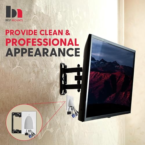Best Mounts BestMounts - 12 Pack Outer Nose Behind Wall Cable Management TV Cord Hider for Wall Mounted TV - Single Gang Low Voltage Recessed Wall Plates Cable Pass Through for Wires, HDTV, HDMI - Image 4