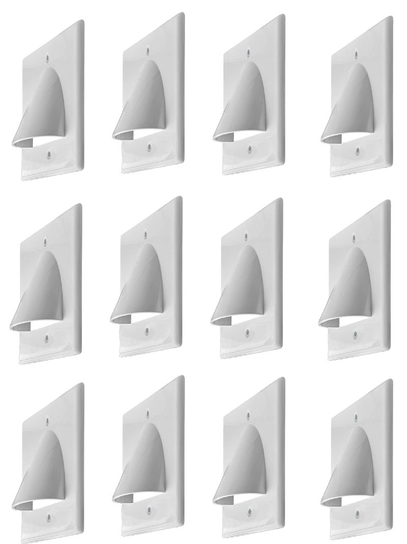 Best Mounts BestMounts - 12 Pack Outer Nose Behind Wall Cable Management TV Cord Hider for Wall Mounted TV - Single Gang Low Voltage Recessed Wall Plates Cable Pass Through for Wires, HDTV, HDMI - Image 1