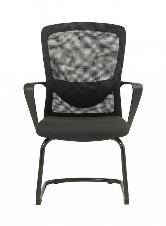 YI ONE Office Visitor Mesh Chair Z261 – Mid Back Office Chair with Low Back Mesh Design, Fixed Base (No Wheels), Meeting & Conference Room Chair, Black, 65×55×90 cm - Image 2