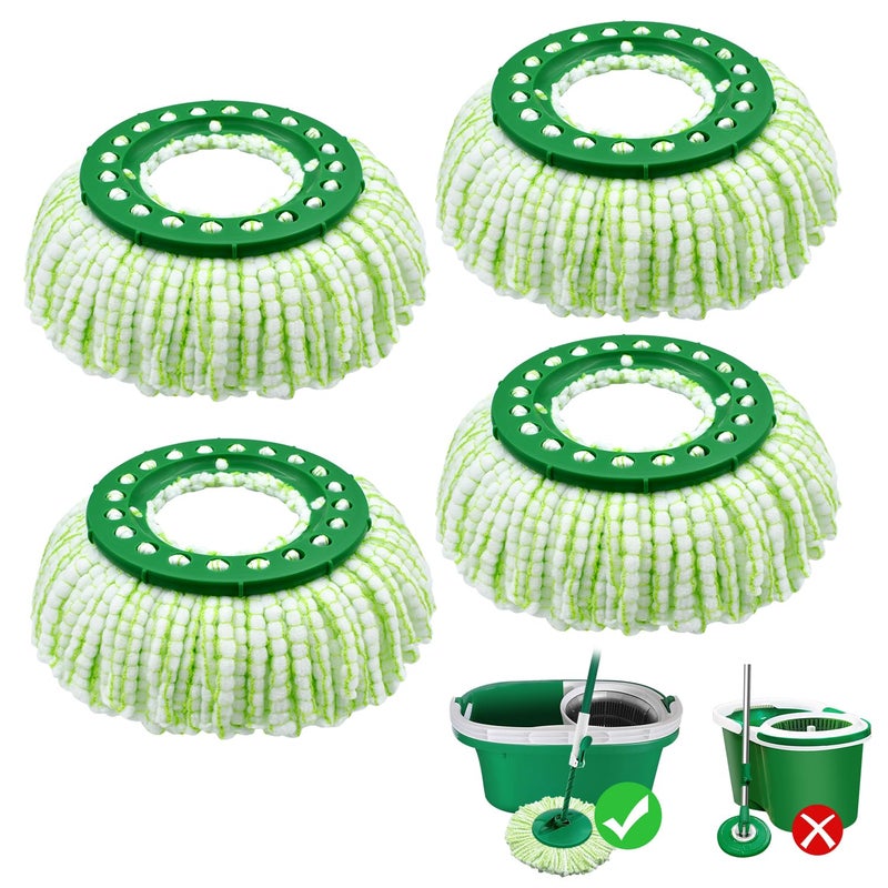 GFRED Tornado Spin Mop Head Compatible with Libman ð“ð¨ð«ð§ðšðð¨ Spin Mop System, Machine Washable & Reusable for Libman Mop Head Replacement Refill for Libman Tornado Mop Head (4 Pack Green & White) - Image 1