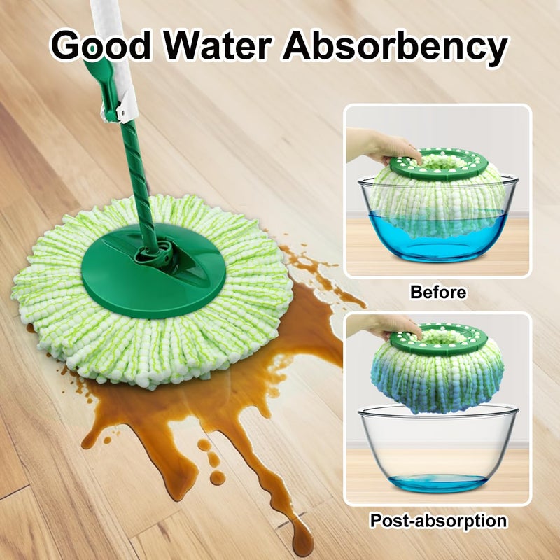 GFRED Tornado Spin Mop Head Compatible with Libman ð“ð¨ð«ð§ðšðð¨ Spin Mop System, Machine Washable & Reusable for Libman Mop Head Replacement Refill for Libman Tornado Mop Head (4 Pack Green & White) - Image 5