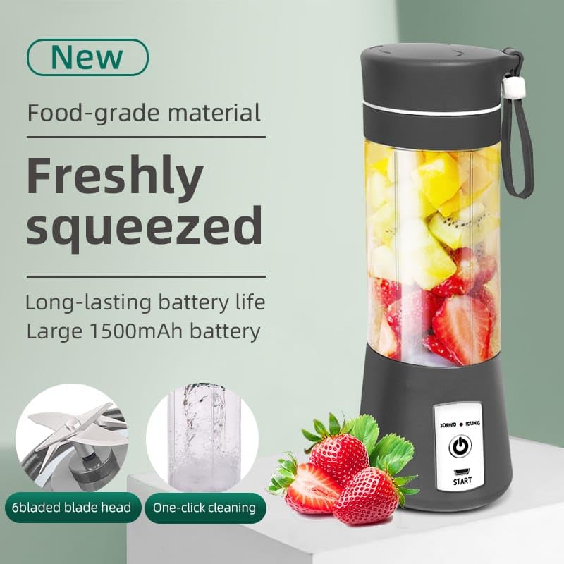 Qlect Elite Portable Blender for Juices, Shakes, Smoothies, Crushing Ice, USB Rechargeable Battery with 1500 mAh 50 Watts Motor,380ml, (Grey) - Image 4