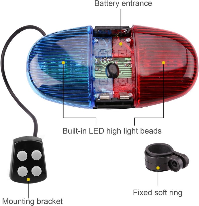Oumers Kids Bike Police Sound Light - Electronic Horn Bike LED Light, Christmas Birthday Gift New Year Present for Your Children (Batteries Not Included) - Image 4