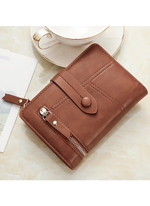 Pu Leather Short Zipper Three Fold Wallet
