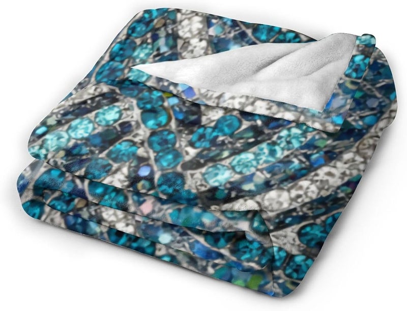 Bohemian Silver Grey Turquoise Blue Flannel 80"X60" Blanket - Soft and Light All Season Comfort Blanket - Travel, Home Décor - Image 2