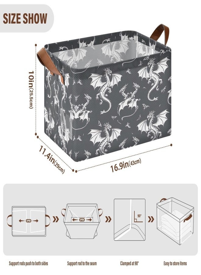 YETTASBIN Dragon Storage Basket 1 Pack, 32L Large Collapsible Toys Clothes Organizer, Waterproof Closet Storage Bin with Handle for Shelves Laundry Bathroom Home Office Decor - Image 2