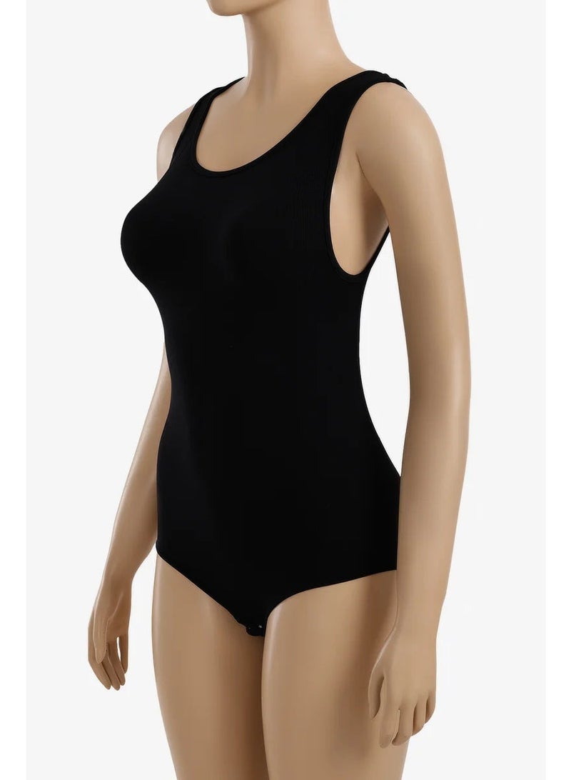 Women's Black Sleeveless Bodysuit – Soft Stretch Fabric – Comfortable for Everyday Wear & Layering - Image 3
