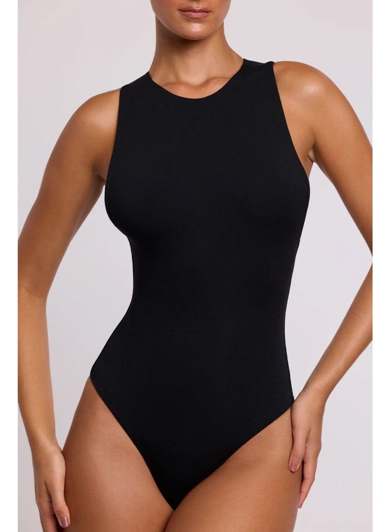 Women's Black Sleeveless Bodysuit – Soft Stretch Fabric – Comfortable for Everyday Wear & Layering - Image 1