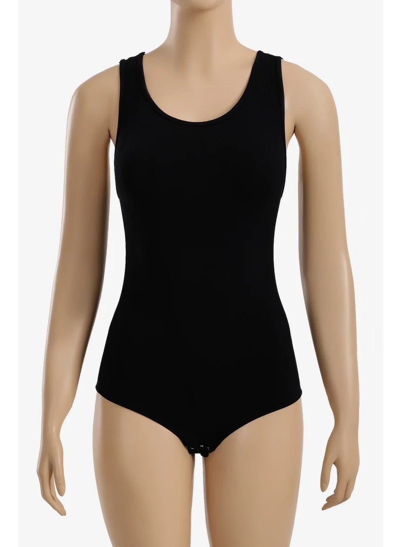 Women's Black Sleeveless Bodysuit – Soft Stretch Fabric – Comfortable for Everyday Wear & Layering - Image 2