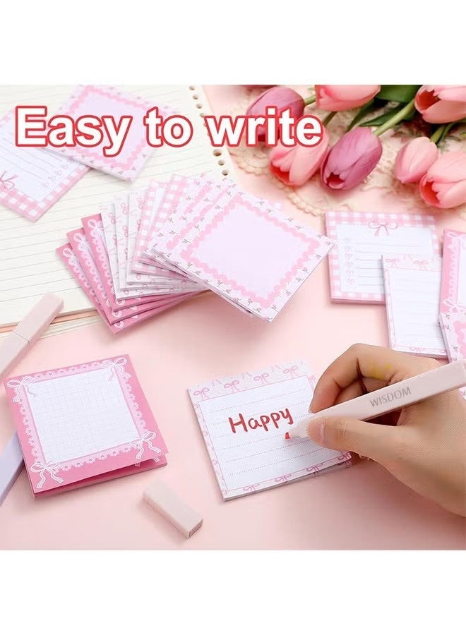 YJ 120 PCS Sticky Notes, Cute Pink Bow Sticky Notes Set, Perfect for Home, Office Classroom Reminders & Creative Notes - Image 2