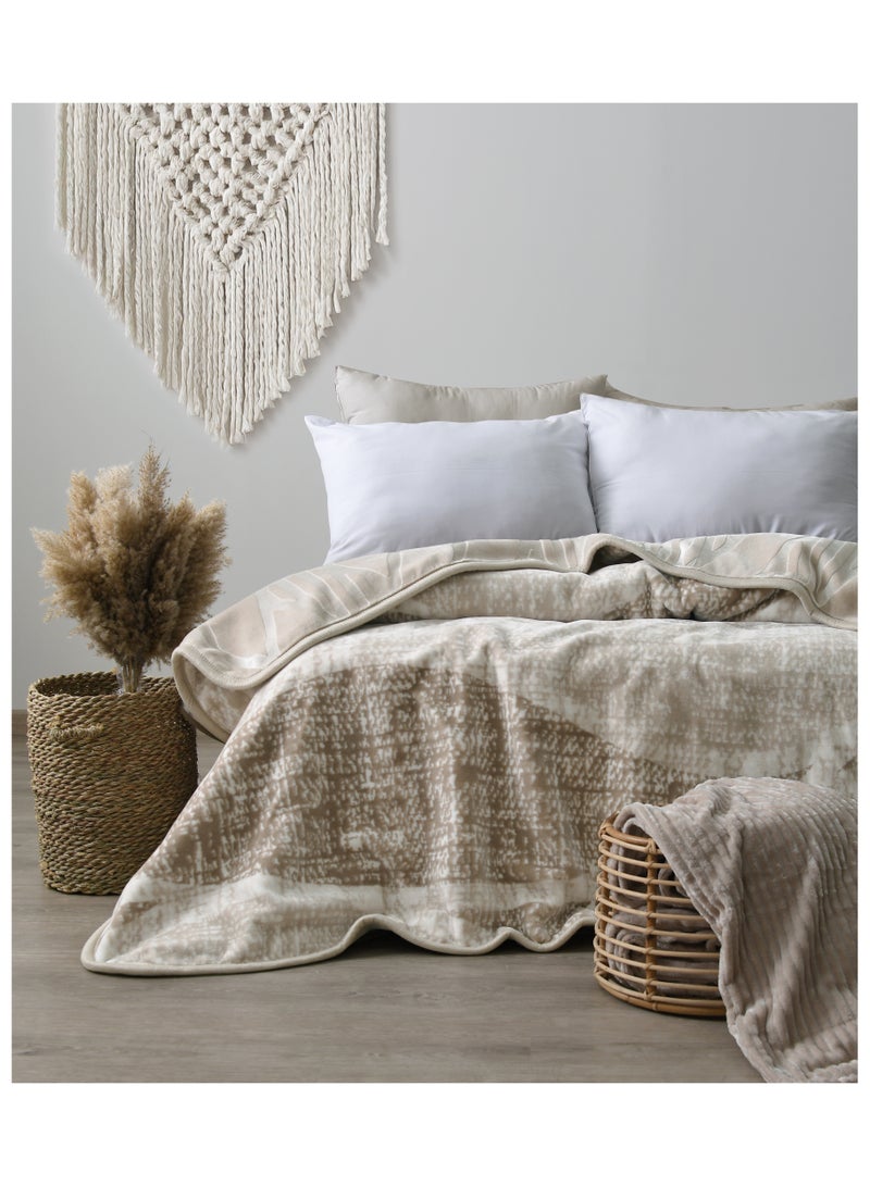 MORANO بطانية مورانو السحابية 220 × 240 سم قابلة للعكس من البوليستر الفاخر، مع تصميم مطبوع معقد من الأمام وتصميم بارز من الخلف، بطانية ناعمة دافئة مثقلة للمنزل والراحة - Image 1