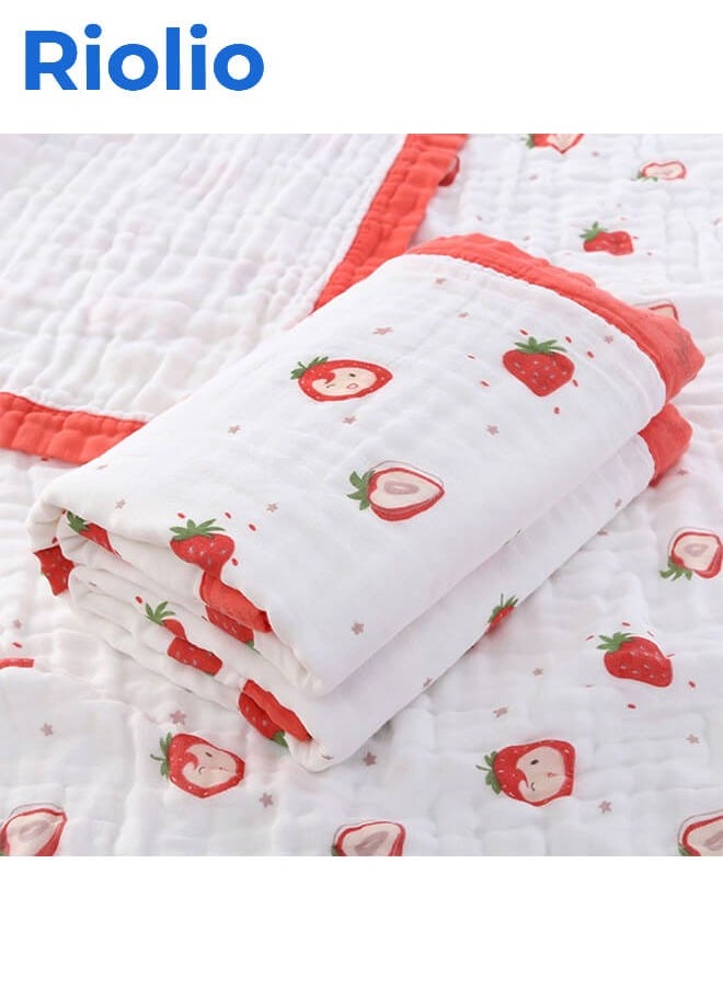 Riolio 6-Layer Cotton Blanket, Cute Baby Blanket, 110x110cm Cotton Baby Blanket, Swaddle Blanket, Soft Blanket, Can Be Used as Towel, Baby Blanket for Newborns, Unisex  - Image 1