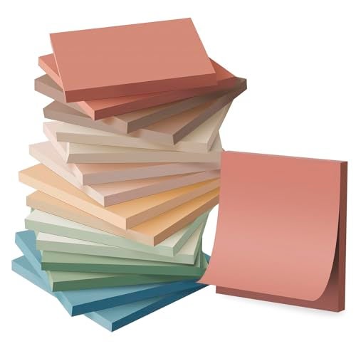 Kozerite (16 Pack) Sticky Notes 3x3, Vintage Colors, Sticky Pads, Recyclable, Easy to Stick for Home, Office, Notebook - Image 1
