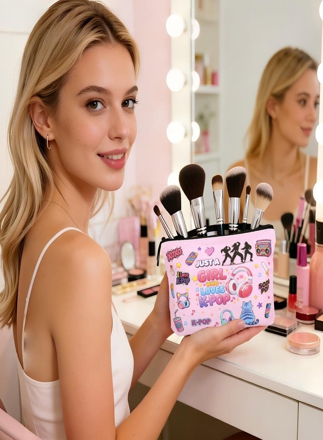 Vanlovemac Kpop Gifts for Girls - K Pop Makeup Bag for Women K Pop Fan Lovers, K pop Merch for Music Lovers, Just A Girl Who Loves K-Pop Gifts for Friends,Kpop Birthday Decorations, Kpop Organizer for Travel - Image 2