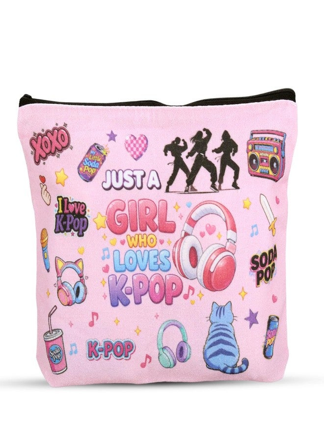 Vanlovemac Kpop Gifts for Girls - K Pop Makeup Bag for Women K Pop Fan Lovers, K pop Merch for Music Lovers, Just A Girl Who Loves K-Pop Gifts for Friends,Kpop Birthday Decorations, Kpop Organizer for Travel - Image 1