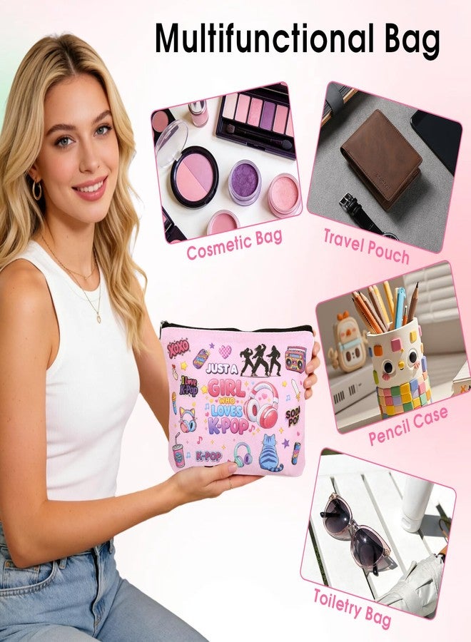 Vanlovemac Kpop Gifts for Girls - K Pop Makeup Bag for Women K Pop Fan Lovers, K pop Merch for Music Lovers, Just A Girl Who Loves K-Pop Gifts for Friends,Kpop Birthday Decorations, Kpop Organizer for Travel - Image 3