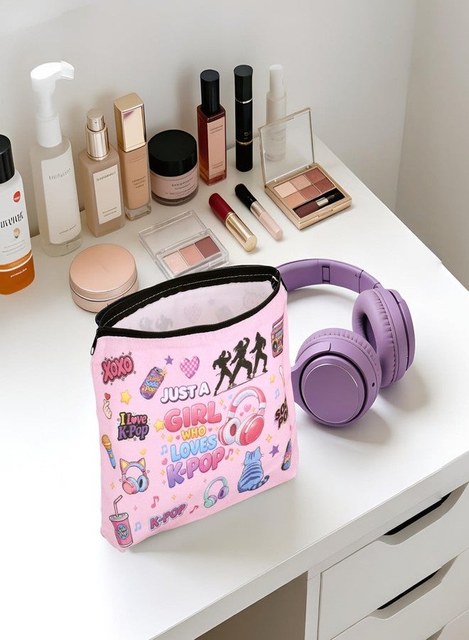 Vanlovemac Kpop Gifts for Girls - K Pop Makeup Bag for Women K Pop Fan Lovers, K pop Merch for Music Lovers, Just A Girl Who Loves K-Pop Gifts for Friends,Kpop Birthday Decorations, Kpop Organizer for Travel - Image 4