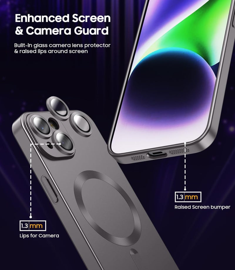 DIZORO Magnetic Case for iPhone 14 Cover [Compatible with MagSafe][Built-in Camera Lens Protector] Slim Soft Silicone Bumper Shockproof Metallic Luster Back Cover Phone Cases Gray - Image 4