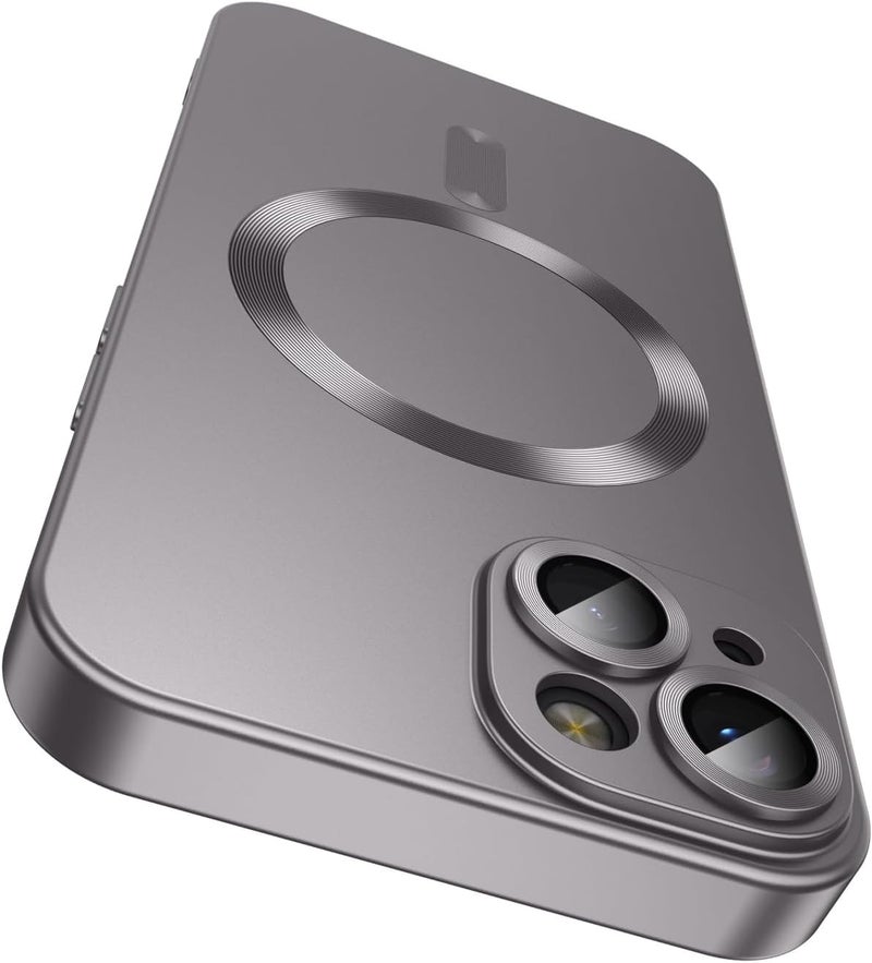 DIZORO Magnetic Case for iPhone 14 Cover [Compatible with MagSafe][Built-in Camera Lens Protector] Slim Soft Silicone Bumper Shockproof Metallic Luster Back Cover Phone Cases Gray - Image 1