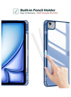 T I G O iPad Air 13 2024 M2 & iPad Pro 12.9 6th/5th/4th/3rd Case, 2024 iPad Air 13 Case, 13 iPad Air 2024 Case with Acrylic clear Transparent Back, Shockproof TPU Edge, Pencil Holder Cover Navy Blue  - Image 4